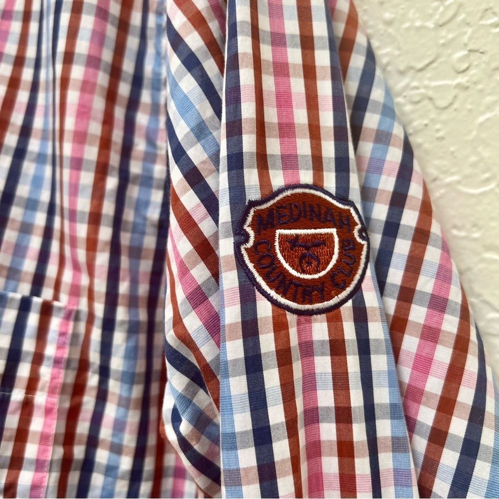 Peter Millar‎ Mens Medium Button Down Shirt Seaside Finish Checkered - Picture 4 of 6